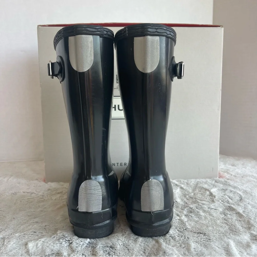 Hunter Glossy Black Boots Little Girl Size 13B - Picture 5 of 13